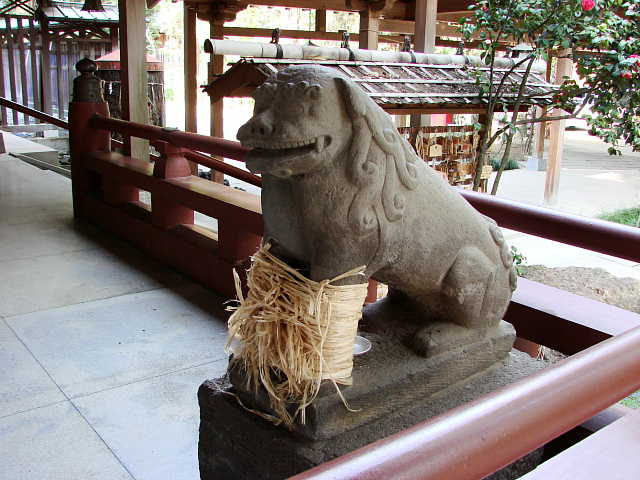 越谷　久伊豆神社 足止めの狛犬